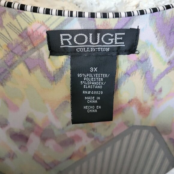 Rouge Women Dress 3X Plus Slip Maxi Spaghetti Ruffle Poly Blend Geometric GEO11E - Picture 9 of 10